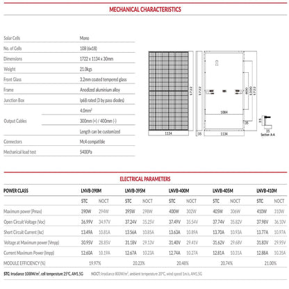 LUXEN 405W LNVB-405M Mono PERC Solar Panel – High-Efficiency Module