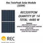 13x REC 320W Mono Solar Panels (REC320TP2M) High Efficiency and Durable