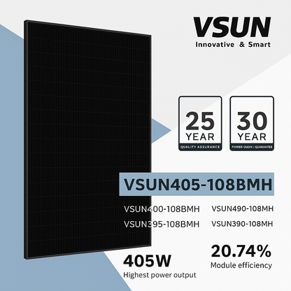 VSUN 405W 108 Mono Cells Bifacial Solar Panel | VSUN 405-132BMH